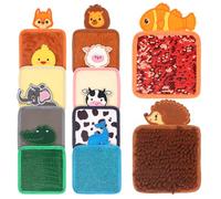 Sutowe 10Pcs Sensory Mats for Autistic Children, Educational Animals Sensory Pads Multi Texture Toy Animals Textured Mat Toy for Boys Girls Calming Activity Supplies