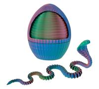 Sutowe 3D Printed Cobra 18 Inch Printed Snake in Egg Fully Articulated Toy Movable Joint Articulated Simulation Cobra Egg Flexible Snake Toy Egg Ornament Snake Statue Desk Decor(purple)