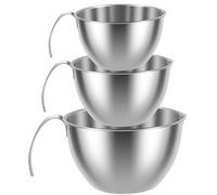 Sutowe 3Pcs Mixing Bowl Set Stainless Steel Nesting Bowl with Pour Spout & Lid Space Saving Salad Bowls 250/400/700ml Metal Prep Bowls for Cooking Baking Food Prep