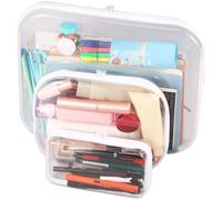 Sutowe 3Pcs Travel Accessories Organiser Portable Zipper Electronic Cable Pouch Hard PVC Carry Case Waterproof Storage Bags for Small Messy