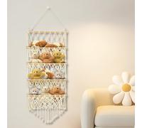 Sutowe 4-layer Versatile Plush Toy Storage Large Capacity Toy Organizer Safe Nursery Hanging Organizer Stable Stuffed Animals Holder for Kids Children Bedroom(Beige)