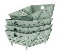 Sutowe 4pcs Collapsible Colanders Set, Space Saving Colanders & Food Strainers Foldable Filter Drain Baskets, Green Kitchen Strainer Washing up Drainage Bowl for Pasta Fruits Vegetable(Green)