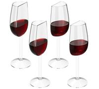 Sutowe 4Pcs Half Wine Glass, Half Crystal Glass Cups Funny Reusable Large Romantic Present for Valentine's Day Birthday or Anniversary Red and White Wine in One