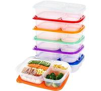 Sutowe 7Pcs 800ml/30oz Food Boxes, 3 Compartments Food Box for Kids Adults Students, Leakproof Divided Food Store Containers,Food Meal Prep Food Containers and Lids for School Work