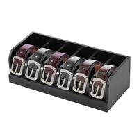 Sutowe Belt Organizer 6 Compartments Belt Storage for Closet and Drawer Bamboo Belt Display Case Belt Box Holder for Men Women Tie Jewelry Watch(black)