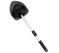 Sutowe Car Windscreen Cleaner Brush, Extendable Car Window Cleaner with 2 Reusable Microfiber Pad, 180° Rotating Head Telescopic Anti-fog Auto Windshield Cleaning Kit for Fog Moisture Removal (grey)