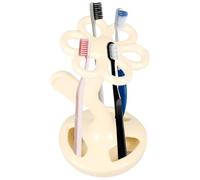 Sutowe Ceramic Toothbrush Holder Flower Shape Bathroom Toothbrush Organizer Stand 6 Compartment Makeup Brush Holder for Bathroom Storage(beige)