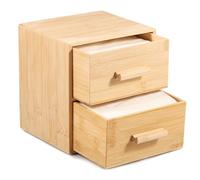 Sutowe Face Towel Holder wth 2 Drawers Natural Bamboo Disposable Face Towel Container Space Saving Clean Towel Box Dryer Sheet Container for XL Face Towe