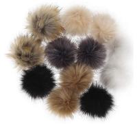 Sutowe Faux Fur Pom Pom Balls 10cm DIY Faux Fox Fur Fluffy Pom Pom with Elastic Loop Soft Fluffy Balls for Hats Keychains Scarves Gloves Bags Accessories(12pcs)