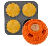 Sutowe Frozen Dog Treat Ball with Treat Mold Rubber Treat Dog Toys Slow Food Training Dog Treats Dispenser Fillable Frozen Dog Lick Treat Ball to Dogs Puppy Relieve Boredom(orange)
