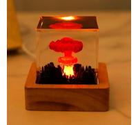 Sutowe LED Nuclear Explosion Bomb Mushroom Cloud Lamp, 3D Mushroom Cloud Explosion Night Light,USB Powered Mushroom Cloud Bedside Mood Light with Base for Bedroom Living Room Decor 5x5x5cm