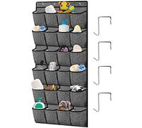 Sutowe Over the Door Shoe Organizer 24 Pockets Hanging Shoe Rack Wall Mounted Fabric Shoes Hanger Bag with 4 Stainless Steel Hooks for Closet Entryway Bathroom Pantry Wardrobe