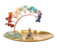 Sutowe Seven Chakra Crystal Tree with Buddha Statue, Yoga Meditation Decor Handmade Tree and Buddha Statue Zen Chakra Decor for Good Luck, Wealth, Health Home