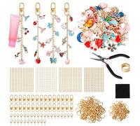 SUTROMA 423Pcs Lip Gloss Charms Keychain Kit | Including 100 Charms 60 Keychain Clip 30 Extender Chains 1 Jewelry Plier | Bag Charm Kit | Jewelry Making Supplies for DIY Key Chain Making (Kind1)