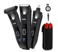 Suttik 3-in-1 Intimate Shaver Trimmer for Men Body & Ball Hair Trimmer Nose Hair Trimmer Wet/Dry Electric Shaver IPX7 Waterproof Men's Care Set with Travel Case