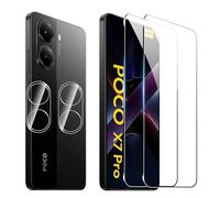 Suttkue for Xiaomi Poco X7 Pro 5G Screen Protector with Camera Lens Protector, 9H Hardness Anti-Scratch Tempered Glass flim, Case Friendly, Anti-Fingerprint,Anti-Scratch (2+2 PACK)