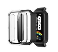 Suttkue for Xiaomi Smart Band 9 Active Screen Protector Case Anti-Fingerprint,Anti-Scratch clear and black