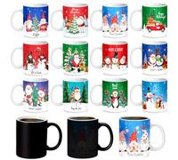 Suttmin 12 Pcs Christmas Coffee Mug Magic Heat Changing Mug 12 oz Sublimation Color Changing Cup Heat Sensitive Coffee Cup Ceramic Winter Holiday Funny Novelty Xmas Gift for Women Men Kids(Snowman)