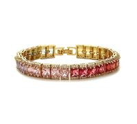 SUTTONRAL 14K Gold Tennis Bracelet with Multicolor Moissanite, Women's Moissanite Tennis Bracelet, Distinctive Present, 6.5 Inches, Stone, moissanite
