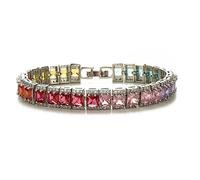 SUTTONRAL 14K Gold Tennis Bracelet with Multicolor Moissanite, Women's Moissanite Tennis Bracelet, Distinctive Present, 6 inches, Stone, moissanite