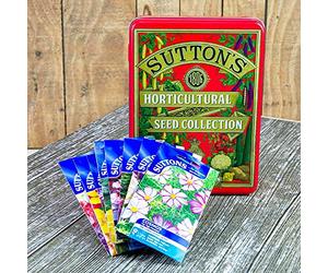 Suttons 1806 Heritage Design Red Seed Storage Tin Plus Flower Lovers Seed Collection (8 x Seed Packs)