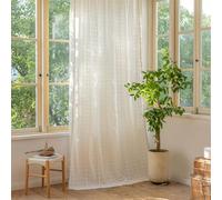 Sutuo Home Boho Curtains 63 inches Long for Bedroom Kitchen, Light Filter Linen Farmhouse Shabby Chic Cream Tassels Window Treatment Bohemian Embroidery Drape, Rod Pocket 1 Panel 52" W x 63" L, White