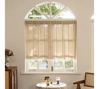 Sutuo Home Boho Curtains Valance Tier 36 inch for Cafe Kitchen Doorway Closet, Short Linen Farmhouse Chic Tassels Window Treatment Bohemian Embroidery Drape Rod Pocket 1 Panel 52" W x 36" L, Natural