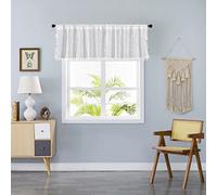 Sutuo Home Boho Sheer Curtain Valance Crochet Lace with Bohemian Hollow Knitted Handmade Tassels, Short Farmhouse Window Treatment for Kitchen Cafe, Rod Pocket, 1 Panel 59" W x 24" L, White
