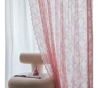 Sutuo Home Lace Curtains 2 Panels Set, Blush Pink Sheer 72 Inch Long Window Floral Vintage Voile Window Panel Treatment for Bedroom/Living Room/Kitchen, Decor Rod Pocket W57 x L72