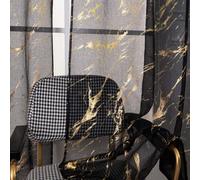 Sutuo Home Marble Sheer Curtains for Bedroom Living Room 90 Inch Long 2 Panels Set, Gold Print Metallic Bronzing, Privacy Window Treatment Abstract Art Drape Halloween Pair 52" W x 90" L, Black
