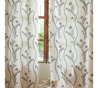 Sutuo Home White Boho Curtains for Bedroom Living Room 84 inches Long, Floral Linen Curtains Ivory Bohemian Farmhouse Rustic Country Vintage Light-Filtering Window Grommets,52" W x 84" L,2 Panels