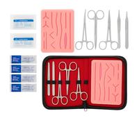 Suture Practice Pad for Medical Students|Reusable Silicone Training Skin with Pre-Cut Wounds Deluxe Suture Kit with Practice Pad, Stainless Steel Instruments |Pre-Cut Sutures Training Pad