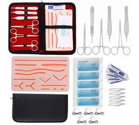 suture practice pad for Students traning Manual & Carryall Case Reusable Mesh Pre cut- 14 wounds Silicone Skin Suture Pad with kit- for Education Use Only (9)