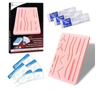 Suture Practice Pad with 14 Pre-Cut Wounds | 3-Layer Silicone Skin (Skin, Fat, Muscle) | 5x7" Durable Tear-Resistant Pad for Training and Practice of Medical, Veterinarian and Nurses