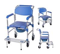 Suuiwau 4-in-1 Bedside Commode Chair with Wheels, 150kg Weight Capacity | Indoor Shower Wheelchair, Multi-Use Toilet Chair for Elderly Patients and Disabled Users