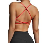 SUUKSESS Women Open Back Padded Sports Bra Strappy Workout Gym Yoga Crops