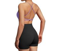 SUUKSESS Women Open Back Padded Sports Bra Strappy Workout Gym Yoga Crops