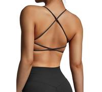SUUKSESS Women Open Back Padded Sports Bra Strappy Workout Gym Yoga Crops