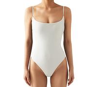 SUUKSESS Women Sexy Square Neck Thong Bodysuit Backless Cami Bodysuit Top