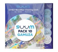 SUUM Microfibre Cloths for Glasses and Screens Pack 6 15 x 18 cm - Scratch-free Cleaning on Glasses and Electronics - Korean Blue and Grey Cloths - Durable Portable Anti-Fingerprint Cloth