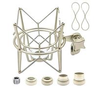 SUUNTOK AT2020 Shock Mount Universal Microphone Holder Spider Recording Mic Shockmount Stand Compatible with Many Condenser Mics Like Rode NT1-A NT2-A Procaster MXL 990 770 U87 (Champagne)