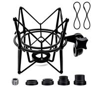 SUUNTOK Microphone Shock Mount Universal Mic Holder Spider Recording Mic Shockmount Stand Compatible with Many Condenser Mics Like Rode NT1-A NT2-A Procaster AT2020 MXL 990 770 U87 (Black)