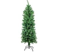 Suunyglade 4FT Green Artificial Christmas Tree, Premium Hinged Pine Tree with Solid Foldable Metal Legs, Pencil Shape Christmas Tree Perfect for Home, Shops and Holiday Decoration