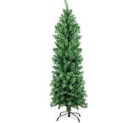 Suunyglade 5.5FT Green Artificial Christmas Tree, Premium Hinged Pine Tree with Solid Foldable Metal Legs, Pencil Shape Christmas Tree Perfect for Home, Shops and Holiday Decoration