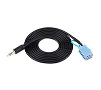 Suuonee Car Aux Cabl 3.5mm Male Jack Plug Car AUX Audio Cable Adapter for Smart Car 450 Exhaust Headphone Cable Auxiliary Headphone Cables Stereo Jack Cables Flat Black&Blue