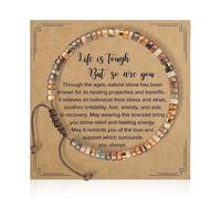 suuosl Inspirational Gifts Bracelets for Women, Natural Healing Stone Beaded Bracelets with Life is Tough But So Are You Encourage Card - Get Well Soon Sympathy Gift for Best Friends Sister Girls