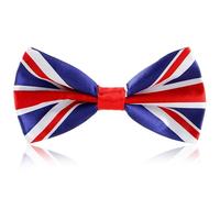 suuosl Union Jack BowTie - British Union Jack Flag Bow Tie for VE Day, Queen's Jubilee, and British Events - Elastic Band for Adjustable Size One Size Fits All, 1pc