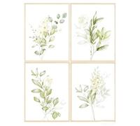 Suupii 4 Pcs Botanical Prints, 20x25cm Pictures for Bedroom Walls, Prints for Walls, Green Wall art Attractive and Durable, Decorating Bedrooms Living Rooms or Kitchens