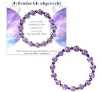 Suupii Amethyst Bracelet, Crystal Bracelets for Women With Meaning Card, 8Mm Stretch Beaded Bracelets for Women, Crystal Stone Jewellery Gifts for Girlfriend Mum Birthday Valentine’s Day