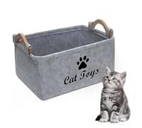 Suupii Grey Storage Box, Dog Toy Box Cat Toy Boxs, with Handles Storage Baskets, for Organizing Pet Items And Organizing Other Items Need Stored, Small Storages Boxs Fit Cat Dog Toys